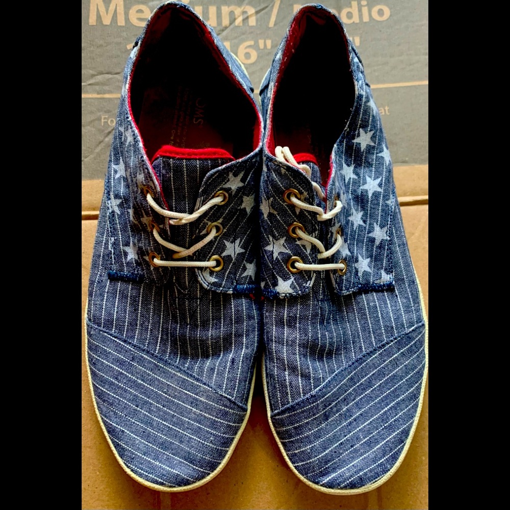 Toms  341214 Blue Stars Stripes Sneakers Shoes Mens Size 11